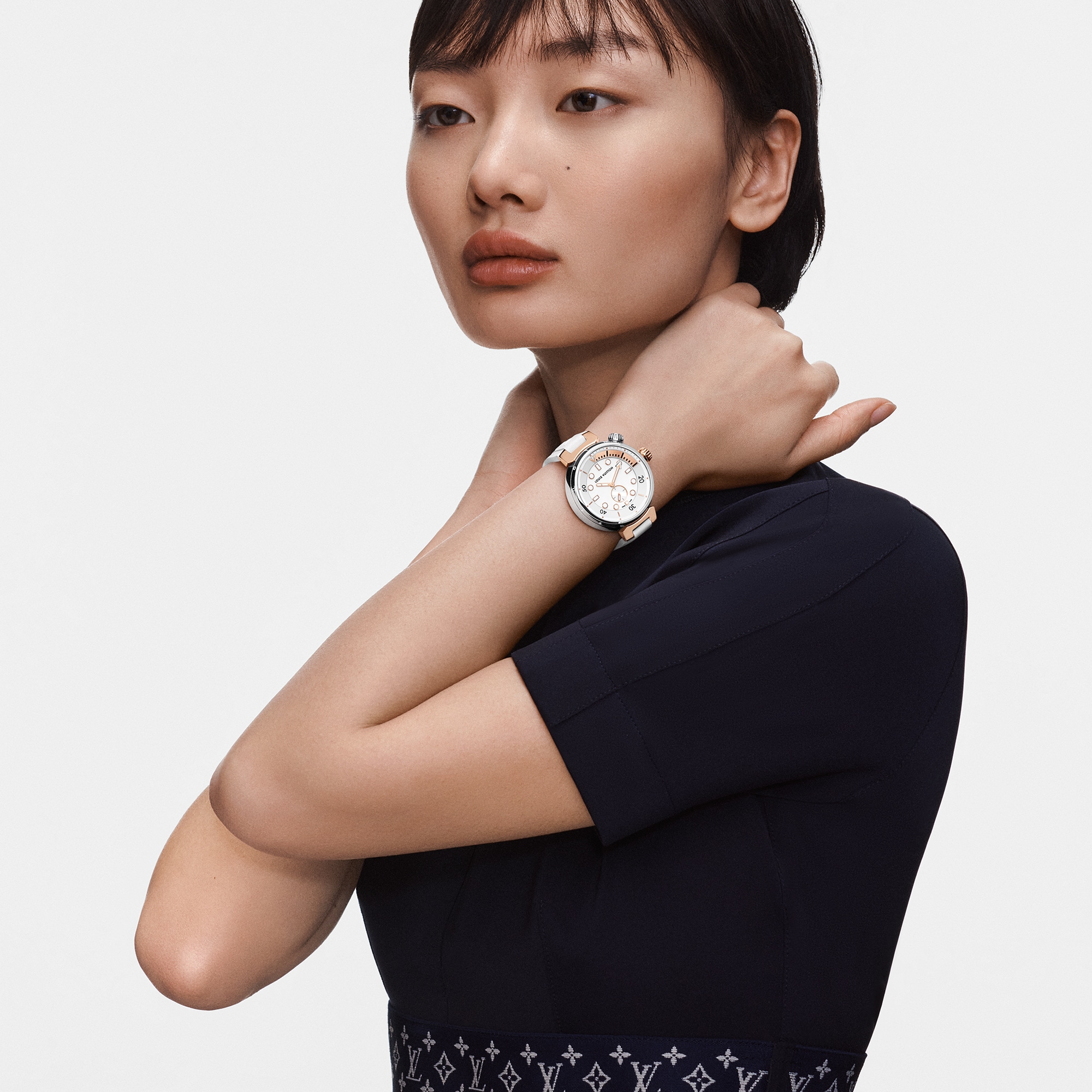  Todos los relojes } Reloj Tambour Street Diver, cuarzo, 39,5 mm, acero y oro rosa | Louis Vuitton ® (Ampliar producto)