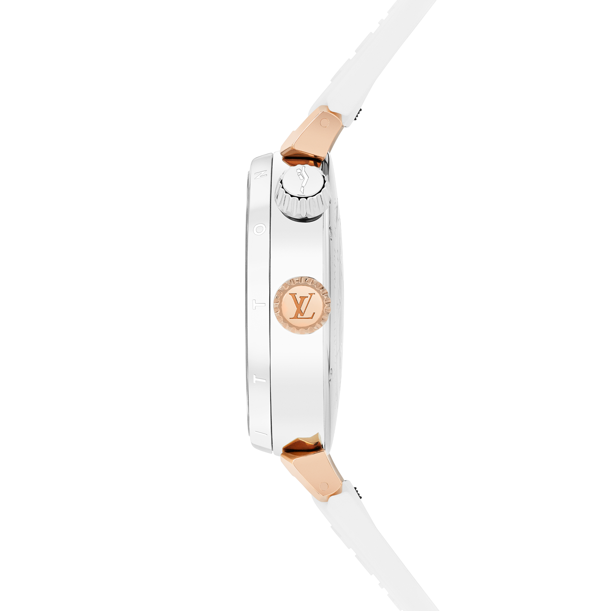  Todos los relojes } Reloj Tambour Street Diver, cuarzo, 39,5 mm, acero y oro rosa | Louis Vuitton ® (Ampliar producto)