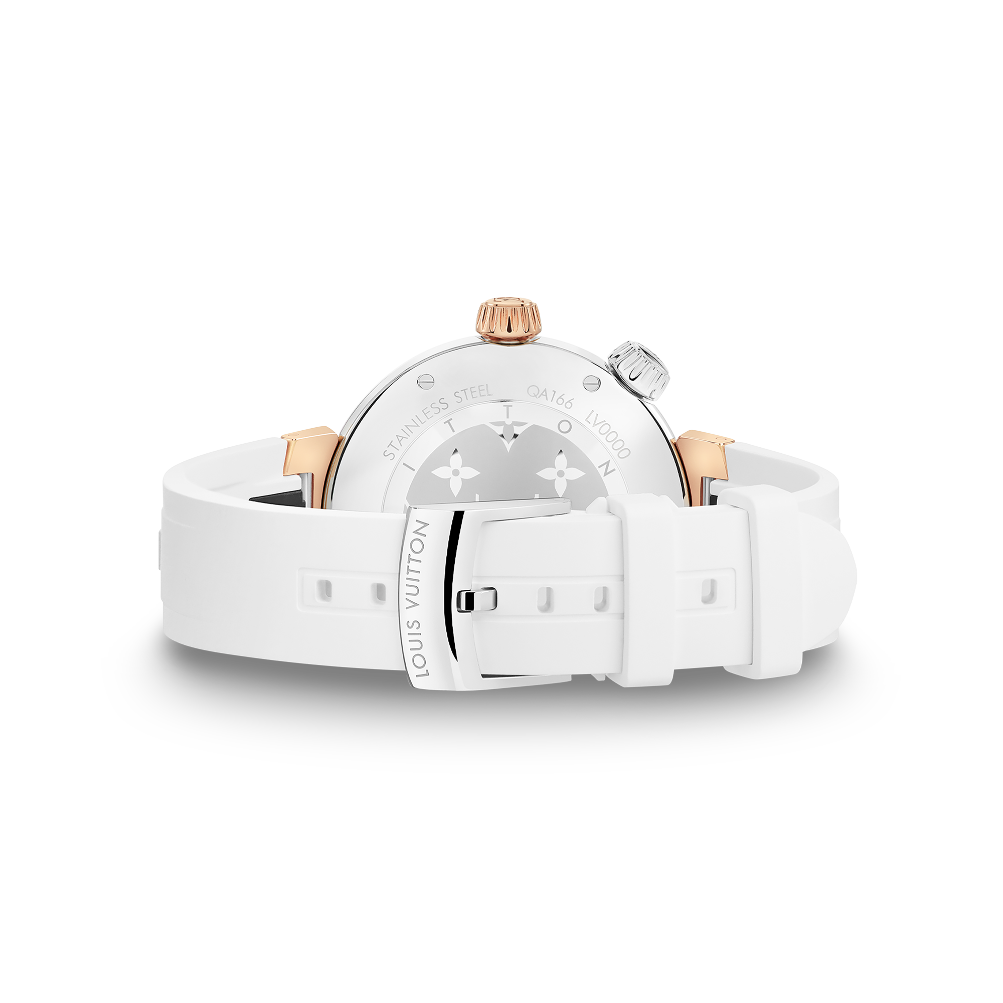  Todos los relojes } Reloj Tambour Street Diver, cuarzo, 39,5 mm, acero y oro rosa | Louis Vuitton ® (Ampliar producto)
