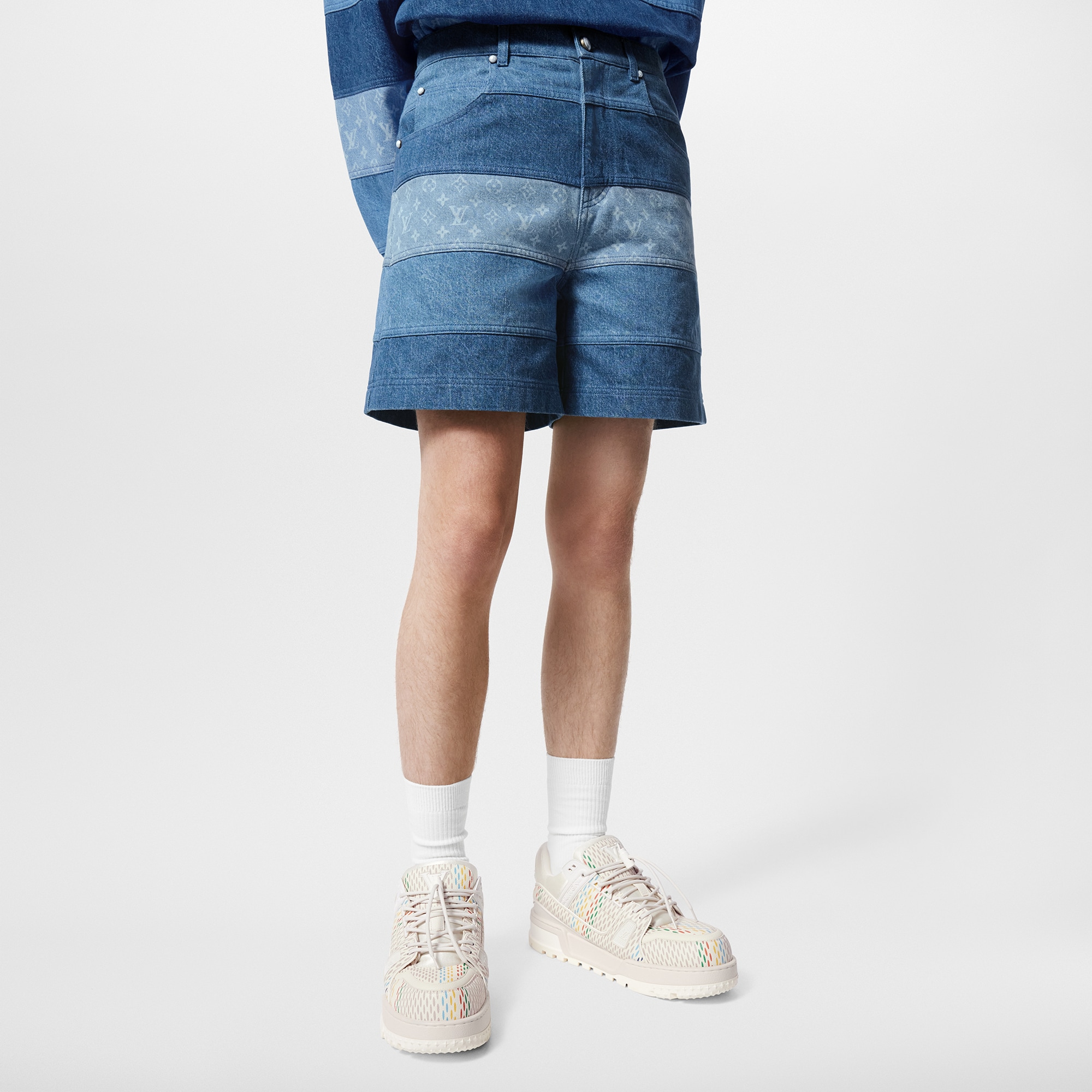  Ready to Wear Mezclilla Shorts en denim con patchwork | Louis Vuitton ® (Ampliar producto)