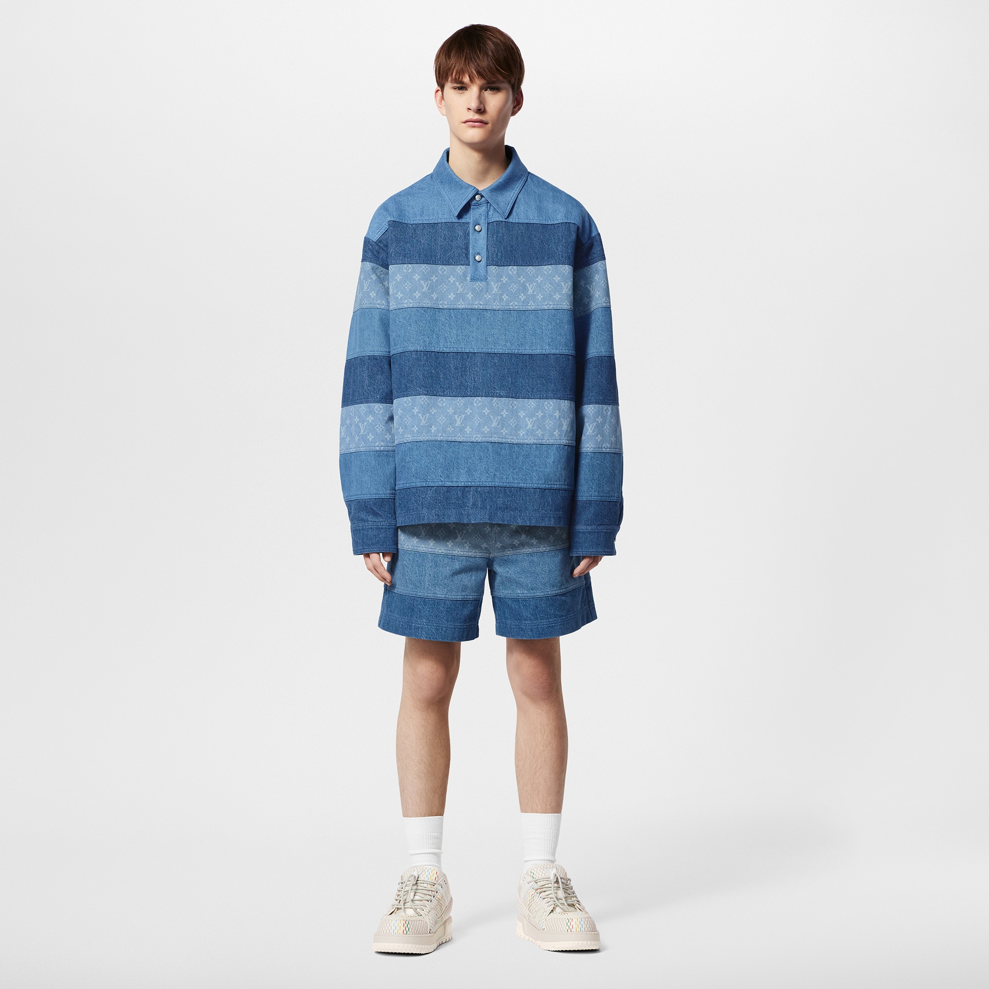  Ready to Wear Mezclilla Shorts en denim con patchwork | Louis Vuitton ® (Ampliar producto)