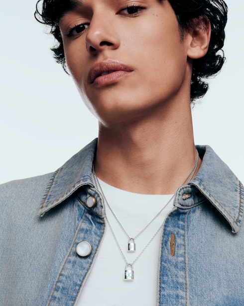 Categories Necklaces and Pendants Silver Lockit x Felix Pendant, Sterling Silver and Blue Lacquer | Louis Vuitton ®