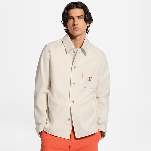 Sobrecamisa de algodón y seda con logotipo LV vista recortada