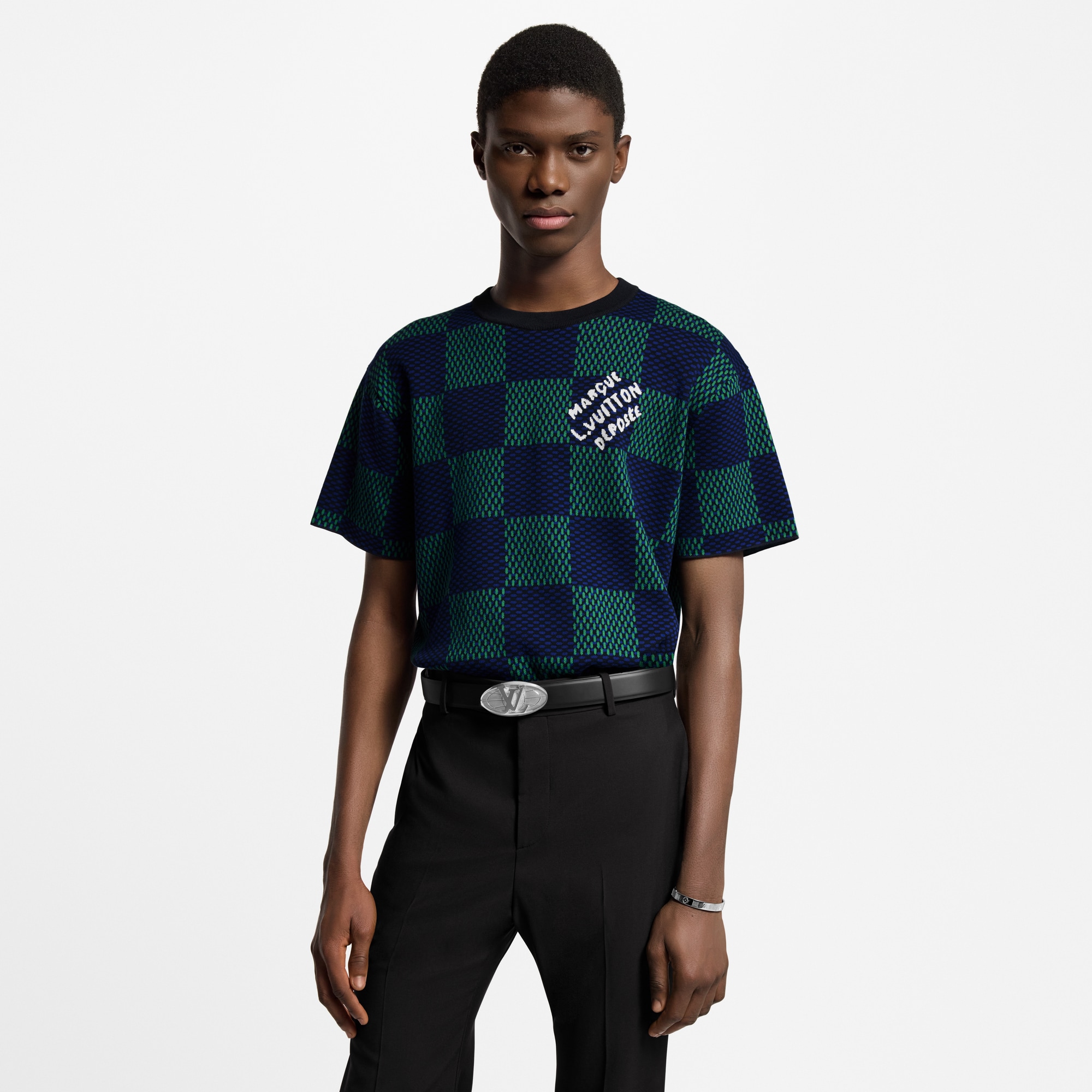  Ready to Wear Todo el Ready-To-Wear Suéter de cuello redondo de manga corta Jacquard Damier | Louis Vuitton ® (Ampliar producto)