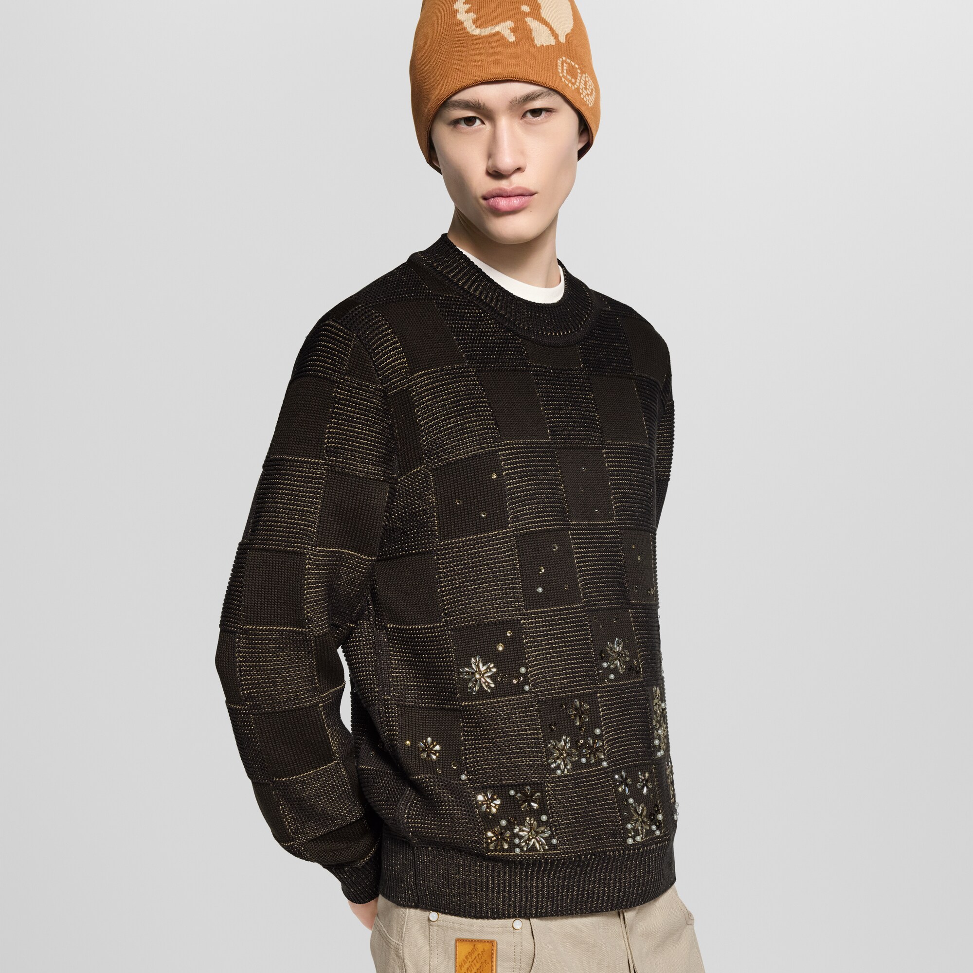  Ready to Wear Todo el Ready-To-Wear Suéter de cuello redondo de manga larga Damier | Louis Vuitton ® (Ampliar producto)