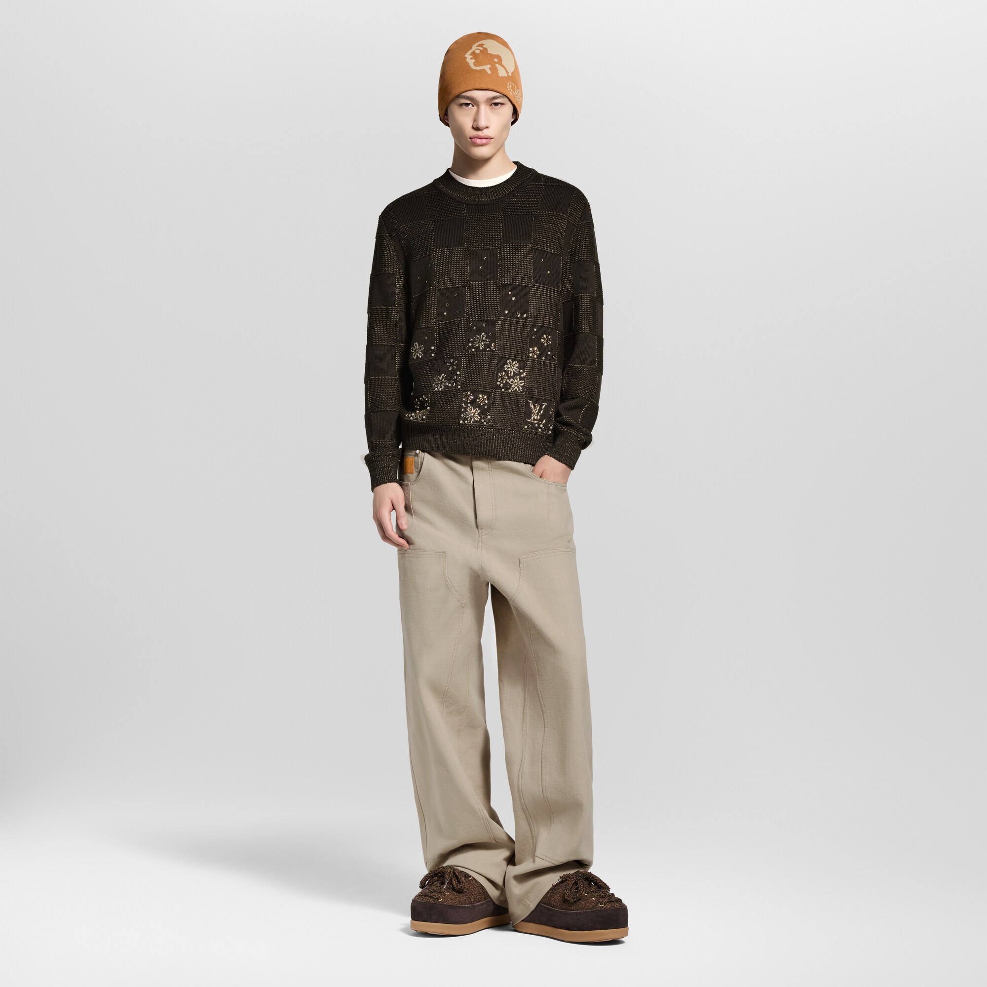  Ready to Wear Todo el Ready-To-Wear Suéter de cuello redondo de manga larga Damier | Louis Vuitton ® (Ampliar producto)