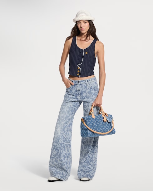 Ready-to-Wear Tops Asymmetrical Bib Pinstriped Top | Louis Vuitton ®
