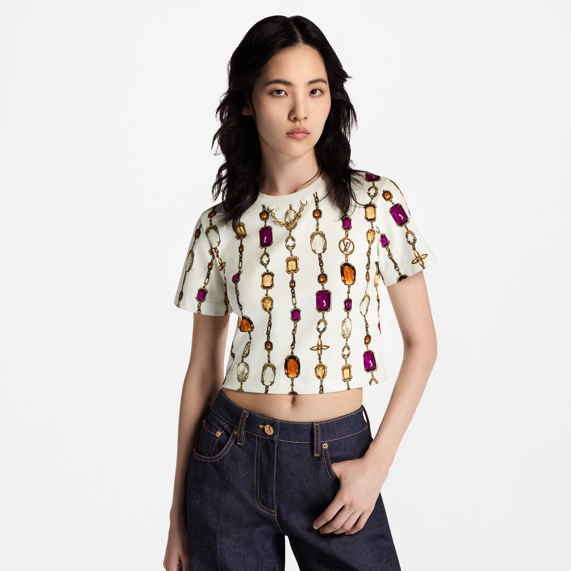  Ready to Wear Tops Top cropped con estampado de collar | Louis Vuitton ® (Ampliar producto)