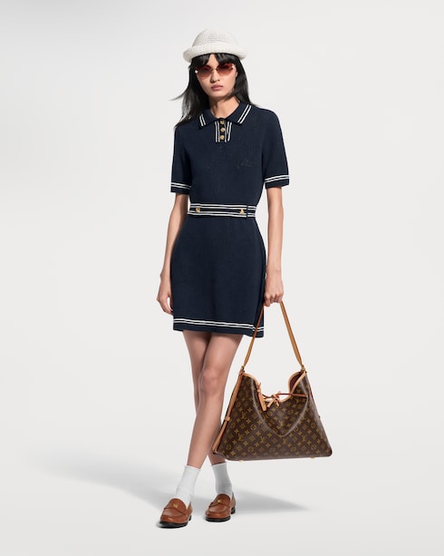 Prêt-à-Porter Robes Robe en maille ajourée à détails contrastés | Louis Vuitton ®