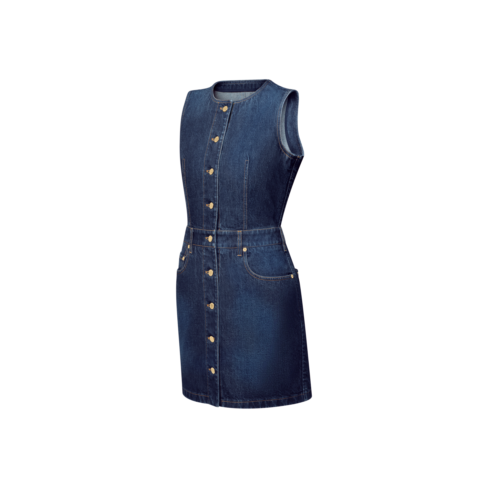  Ready to Wear Vestidos Vestido en denim lavado con botones | Louis Vuitton ® (Ampliar producto)