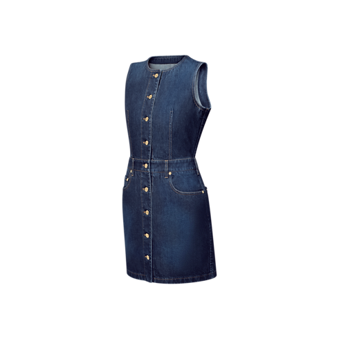 Ready to Wear Vestidos Vestido en denim lavado con botones | Louis Vuitton ® (Ampliar producto)