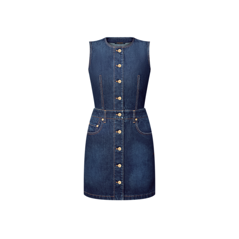 Ready to Wear Vestidos Vestido en denim lavado con botones | Louis Vuitton ® (Ampliar producto)