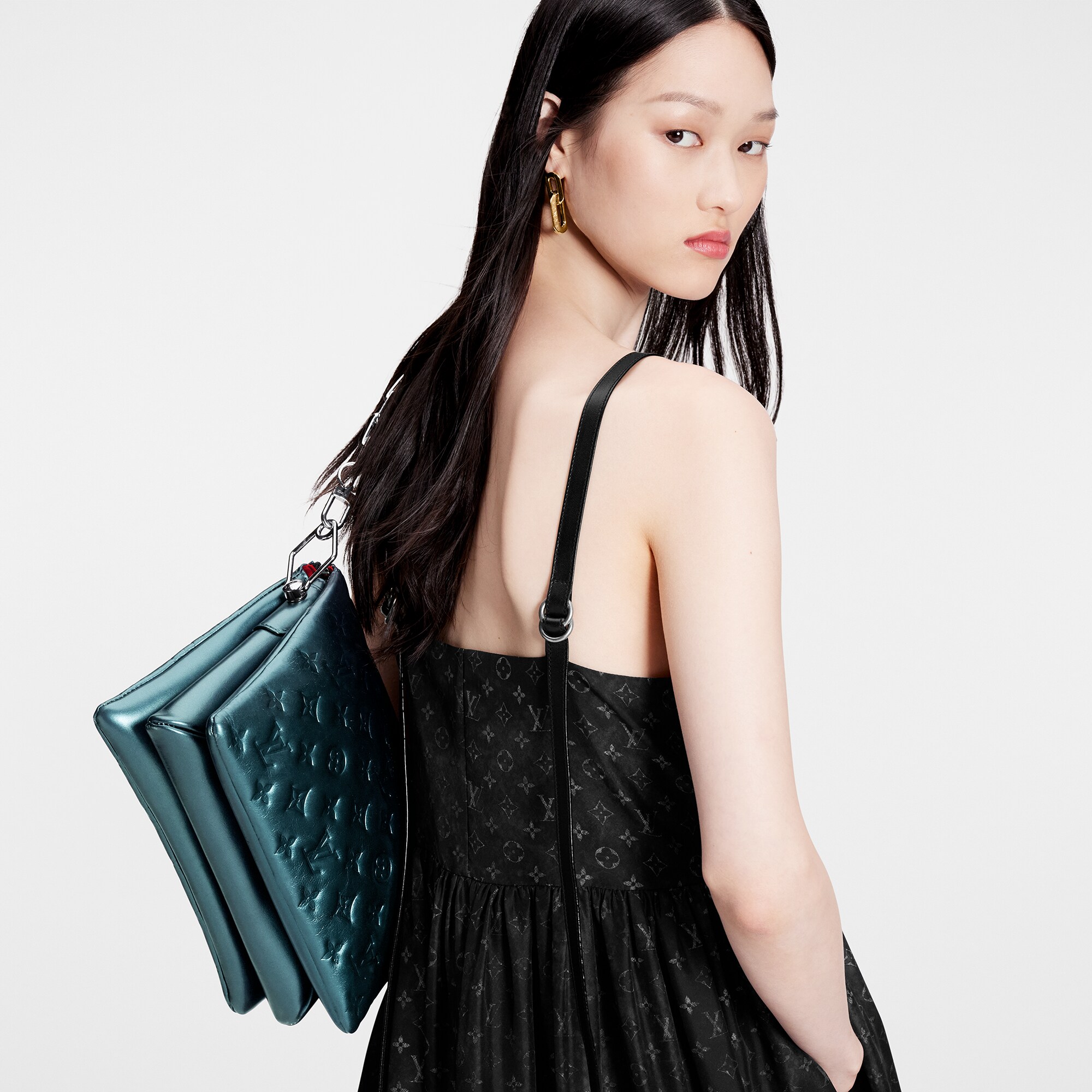  Ready to Wear Vestidos Vestido Monograma Cloud con tirantes en piel | Louis Vuitton ® (Ampliar producto)