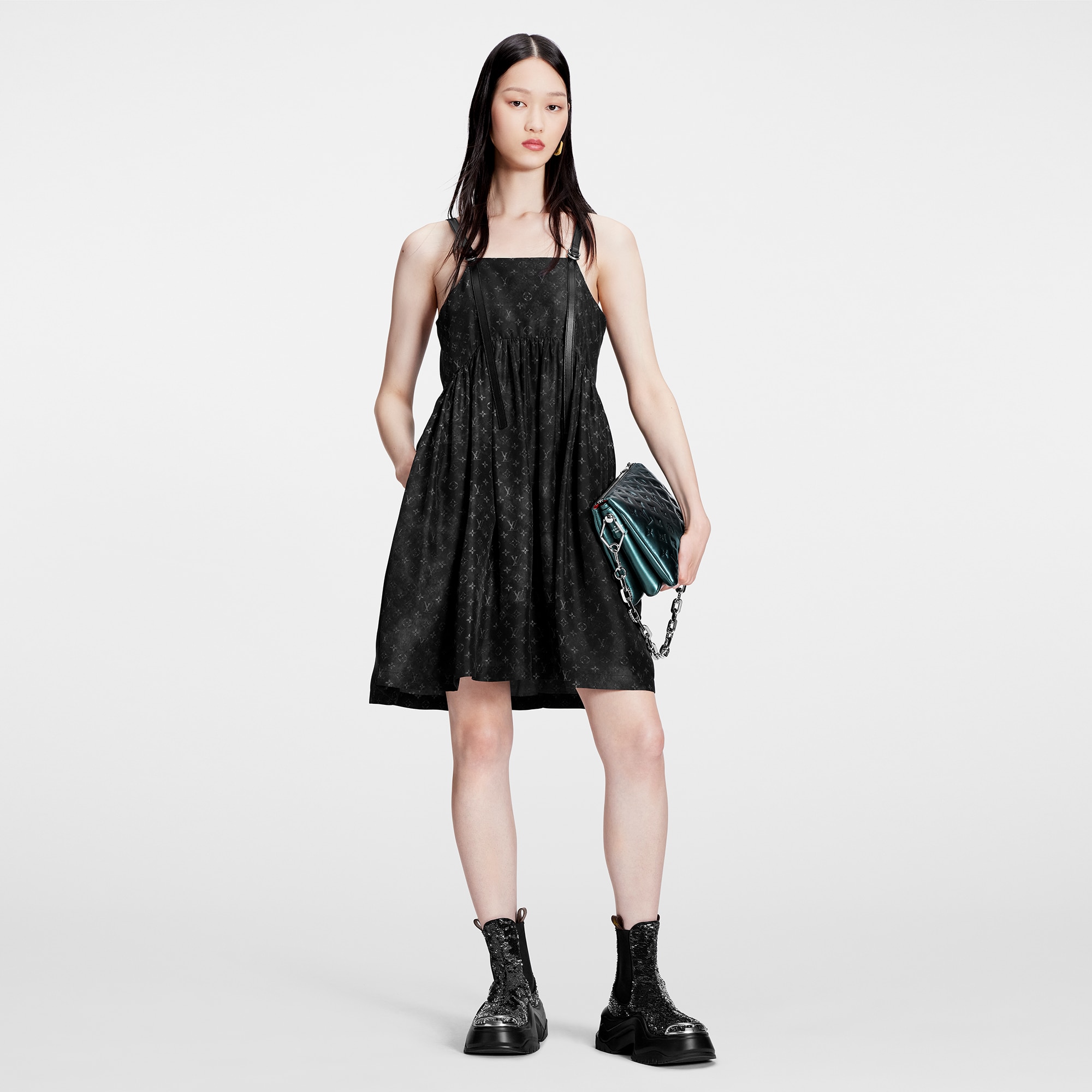  Ready to Wear Vestidos Vestido Monograma Cloud con tirantes en piel | Louis Vuitton ® (Ampliar producto)