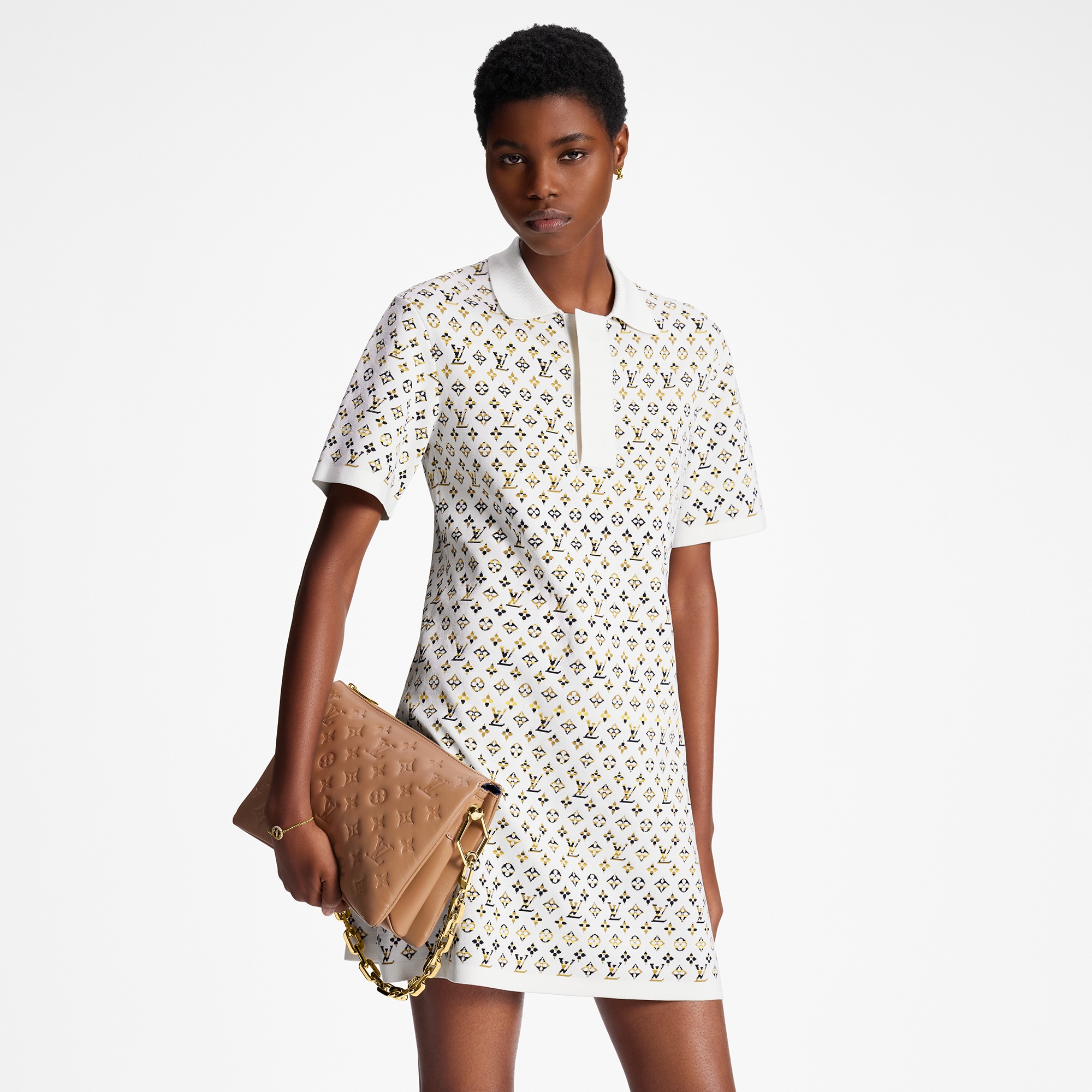  Ready to Wear Vestidos Vestido polo en Jacquard con motivo Monograma | Louis Vuitton ® (Ampliar producto)