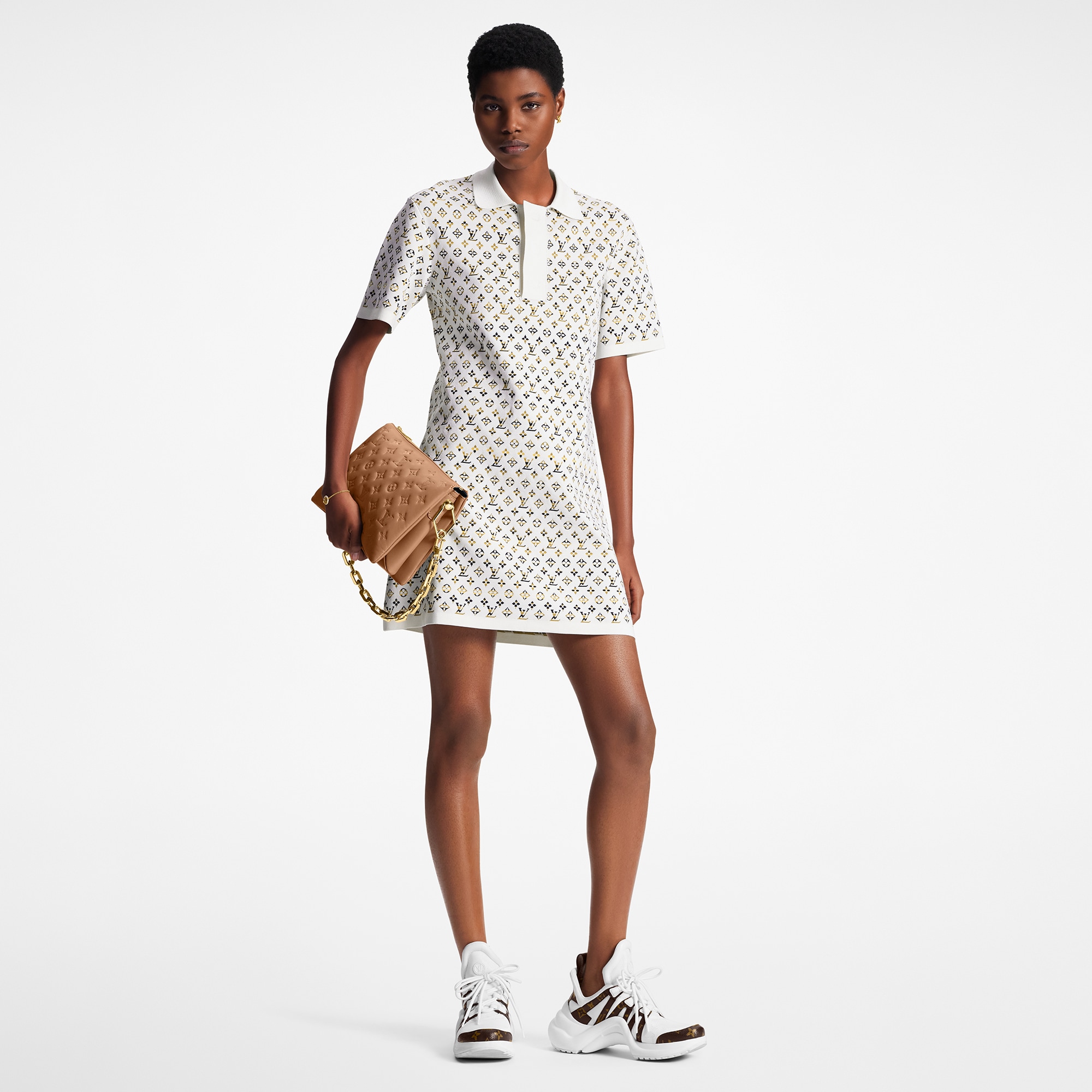  Ready to Wear Vestidos Vestido polo en Jacquard con motivo Monograma | Louis Vuitton ® (Ampliar producto)
